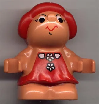 Duplo-figuurtje Little Forest Friends, vrouwelijk, rode jurk met witte bloemen en kraagpatroon (Lolly Strawberry) (4142300)