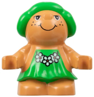 Figurine Duplo Petits Amis de la Forêt, Femme, Robe Verte à Motifs de Fleurs (Trixie Toadstool)