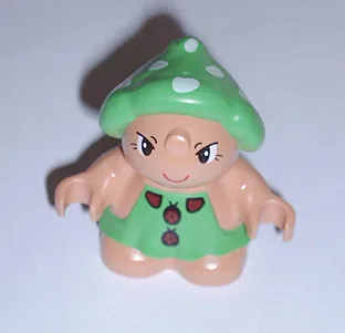 Figurine Duplo Petits Amis de la Forêt, Femme, Robe Verte à Motif Coccinelles (Grizzly Toadstool)