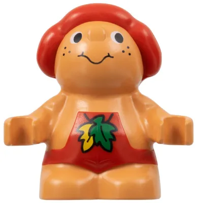Duplo-figuurtje Little Forest Friends, mannelijk, rode outfit met bladerenpatroon (Baby Jelly Strawberry) (4142316)