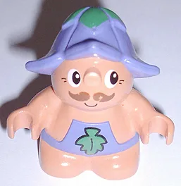 Duplo Figur Little Forest Friends, männlich, mittelviolettes Outfit mit Blattmuster (Boomer Bluebell) (4142312)