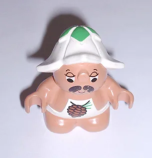 Duplo Figur Little Forest Friends, männlich, weißes Outfit mit Tannenzapfenmuster (Schlafmütze Mädesüß)