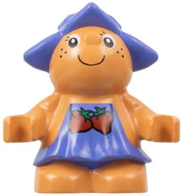 Duplo Figur Kleine Waldfreunde, weiblich, mittelviolettes Kleid mit Erdbeermuster (Jingle Bluebell) (4142320)