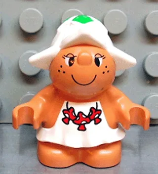 Duplo Figur Kleine Waldfreunde, weiblich, weißes Kleid mit rotem Pilzmuster (Schläfriges Mädesüß)