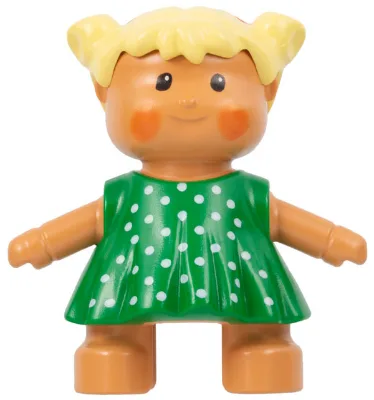 Duplo-Figur, Annas Baby, grünes gepunktetes Kleid