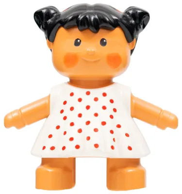 Duplo-Figur, Maries Baby, weißes Kleid mit roten Punkten