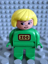Duplo-Figur, Tierpflegerin, grüne Beine, grüne Uniform, gelbe Haare