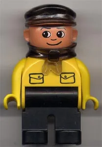 Figurine Duplo, homme, jambes noires, haut jaune à poches (conducteur jaune Intelli-Train)