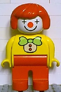 Duplo-Figur, weiblicher Clown, rote Beine, rote Haare