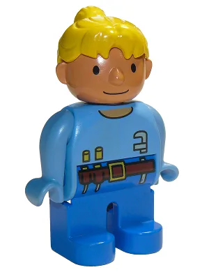 Duplo Figur, weiblich, Wendy im Arbeiteroutfit, mittelblaues Oberteil (4172395)