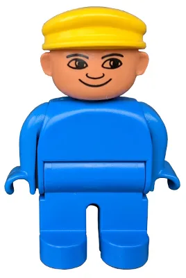 Figurine Duplo, homme, jambes bleues, haut bleu, casquette jaune