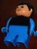 Duplo-Figur, männlich, blaue Beine, schwarzes Oberteil mit blauen Armen, schwarze Haare