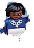 Duplo-figuur, vrouwelijk, witte benen, blauwe top met witte knopen, zwart haar (75692)