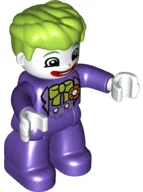 Duplo Figure Lego Ville, The Joker, Dark Purple Legs and Top, White Hands, White Head, Red Lips, Lime Hair (6210515)