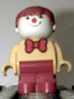 Duplo-Figur, Kind Typ 1 Junge, rote Beine, gelbes Oberteil mit roter Fliege, rote Haare (Clown)