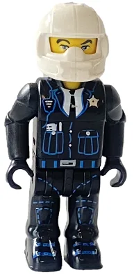 Polizei – Schwarze Beine, schwarze Jacke, weißer Helm, gelber Kopf