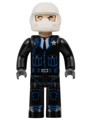 Polizei – Schwarze Beine, schwarze Jacke, weißer Helm, hellbrauner Kopf (4240886)