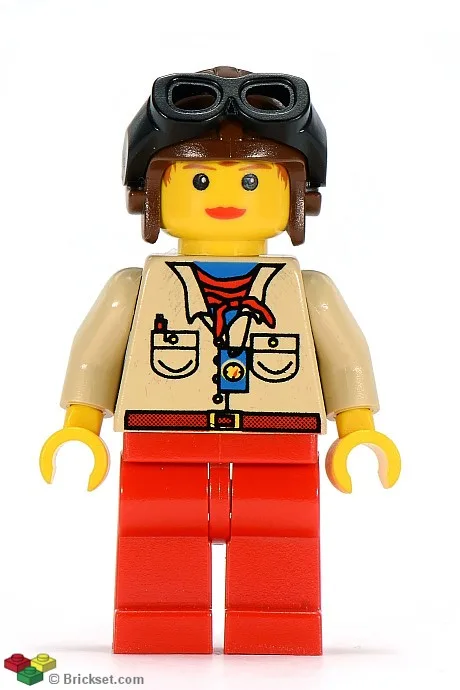 Pippin Reed / Miss Gail Storm - Tan Shirt, Red Legs, Brown Aviator Cap, Black Goggles