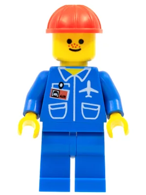 Flughafen – Blau, blaue Beine, roter Bauhelm