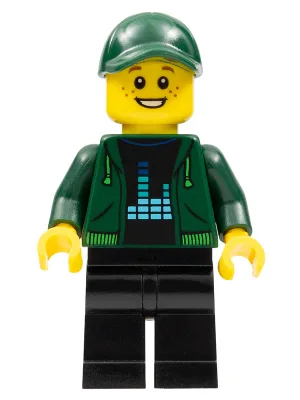 Photographer - Male, Dark Green Hoodie, Black Legs, Dark Green Cap