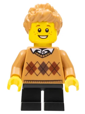 Boy, Medium Nougat Argyle Sweater, Black Legs, Medium Nougat Hair