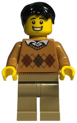 Father, Medium Nougat Argyle Sweater, Dark Tan Legs