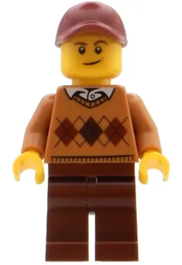 Visitor - Male, Medium Nougat Argyle Sweater, Reddish Brown Legs