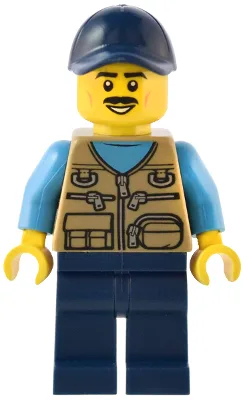 Male - Dark Tan Vest over Dark Azure Shirt, Dark Blue Legs, Dark Blue Cap