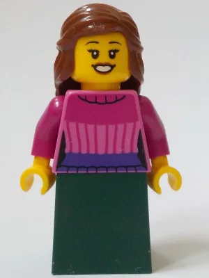 General Store Customer - Female, Dark Pink Sweater, Dark Green Skirt, Reddish Brown Hair