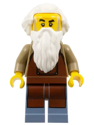 Train Worker Frank - White Hair and Beard, Reddish Brown Apron
