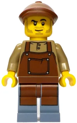Merchant Boat Mechanic - Male, Dark Tan Shirt with Reddish Brown Apron, Sand Blue Legs, Reddish Brown Flat Cap, Stubble