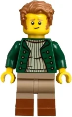 Vampire Castle Visitor - Male, Dark Green Open Jacket, Dark Tan Legs with Reddish Brown Boots, Medium Nougat Hair