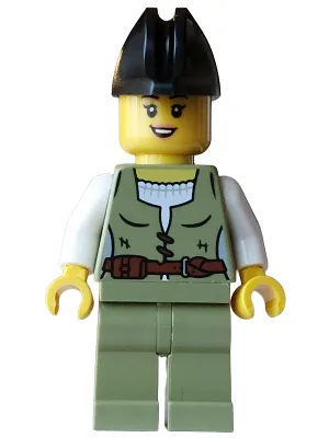 Pirate - Female, Olive Green Vest and Legs, Black Bicorne Hat