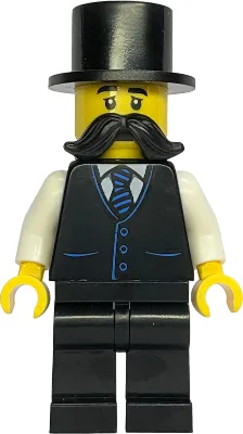 Gold Mine Wagon Driver - Male, Black Vest with Blue Striped Tie, Black Legs, Black Top Hat, Large Moustache