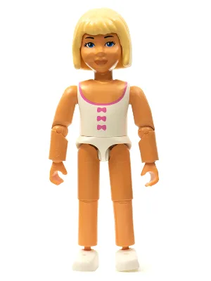Belville Vrouw - Wit badpak met donkerroze strikjes, lichtgeel haar (75296)