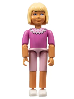Belville Mädchen, Kind - Rosa Shorts, Dunkelrosa Oberteil mit Spitzenkragen, Sehr hellorange Haare, Weiße Schuhe (75755)