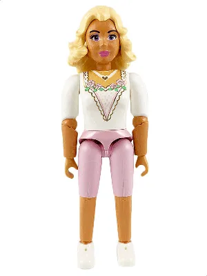 Belville Femme, Adulte (Princesse / Mariée) - Short rose, Haut blanc à fleurs et bordure en dentelle dorée, Cheveux orange très clair, Chaussures blanches (4129895)