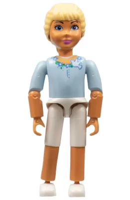 Belville Mädchen, Kind (Prinzessin Elena) - Weiße Shorts, hellblaues Oberteil mit Blumen- und Vogelmuster, sehr hellorange Haare, weiße Schuhe (4143480)