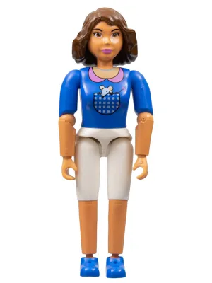 Belville Femme, Adulte (Iris / Victoria) - Short blanc, Haut bleu à motif souris dans la poche, Cheveux bruns, Chaussures bleues (4140030)