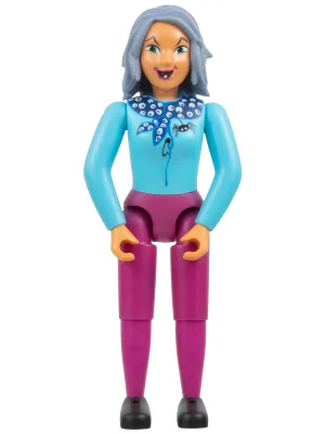 Belville Femme, Adulte (Sorcière) - Pantalon magenta, Haut bleu ciel avec écharpe et motif araignée, Cheveux bleu sable, Chaussures noires (4245140)