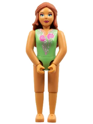 Belville Damen, erwachsene Frau (Meerjungfrau) - Mittelgrüner Badeanzug mit Blasen- und Muschelmuster, dunkelorange Haare (4245146)