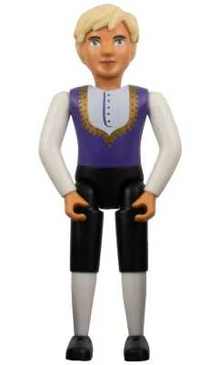 Belville Male, erwachsener Mann (King) - Schwarze Shorts, dunkelviolettes Oberteil mit goldenem Besatz und weißem Hemdmuster, hellgelbes Haar, schwarze Schuhe (4499729)