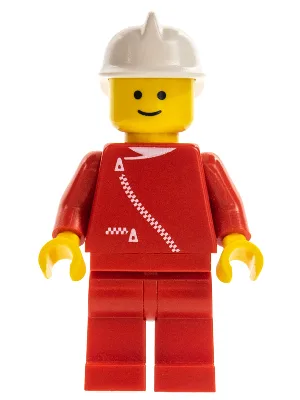 Jacke mit Reißverschluss – Rot, rote Hosenbeine, weißer Feuerwehrhelm
