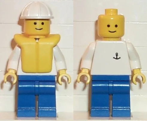 Bootwerker - Torso met anker, blauwe benen, witte bouwhelm, reddingsvest