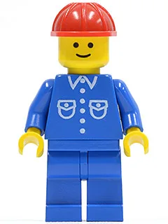 Hemd mit 6 Knöpfen – Blau, blaue Hosenbeine, roter Bauhelm