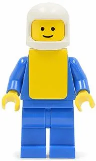 Chemise à 6 boutons bleue, pantalon bleu, casque classique blanc, gilet jaune