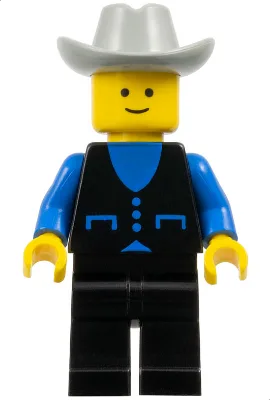 Hemd mit 3 Knöpfen – blau, schwarze Beine, hellgrauer Cowboyhut