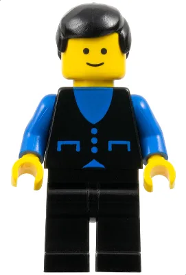 Shirt with 3 Buttons - Blue, Black Legs, Black Male Hair