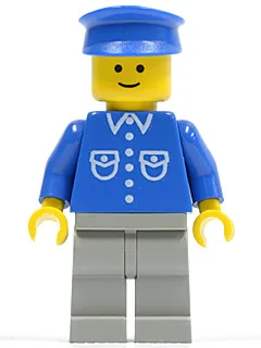 Shirt with 6 Buttons - Blue, Light Gray Legs, Blue Hat