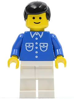 Overhemd met 6 knopen - Blauw, witte pijpen, zwart mannenhaar